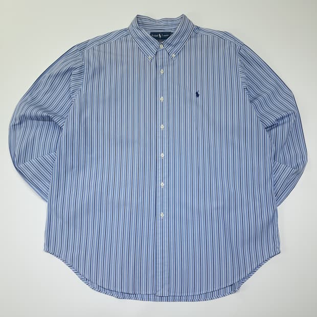 CL686 2XL 폴로 00s 스트라이프 버튼다운 블루 셔츠