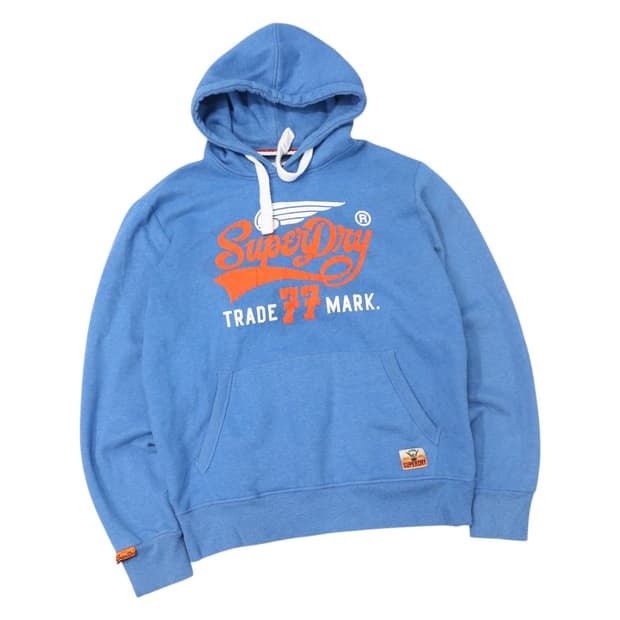 슈퍼드라이 빈티지 로고 오렌지 그래픽 스카이블루 후드티 (2XL)