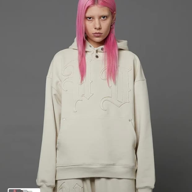 후드후드 로고 아플리케 오버핏 후드티