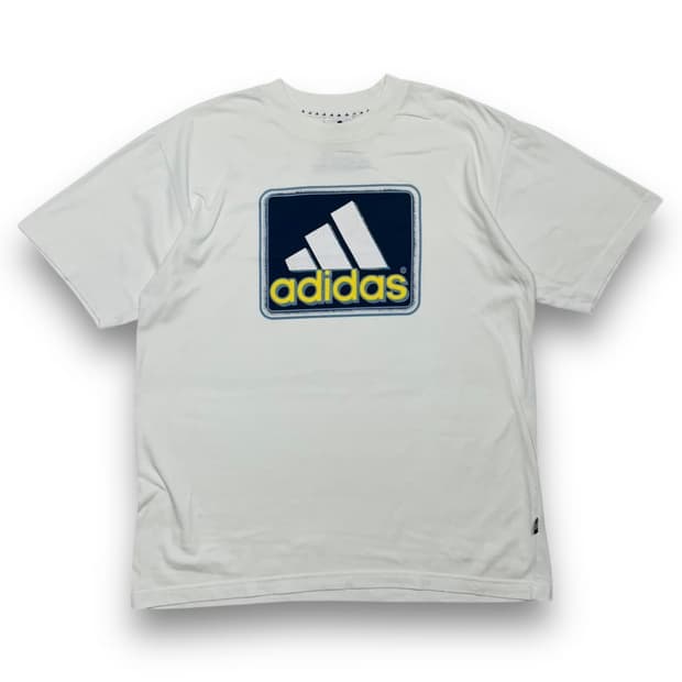 아디다스 90s 삼선 빅로고 화이트 올드스쿨 반팔 티셔츠