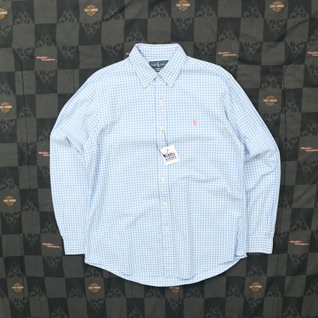 폴로 깅엄 체크 셔츠 L B71