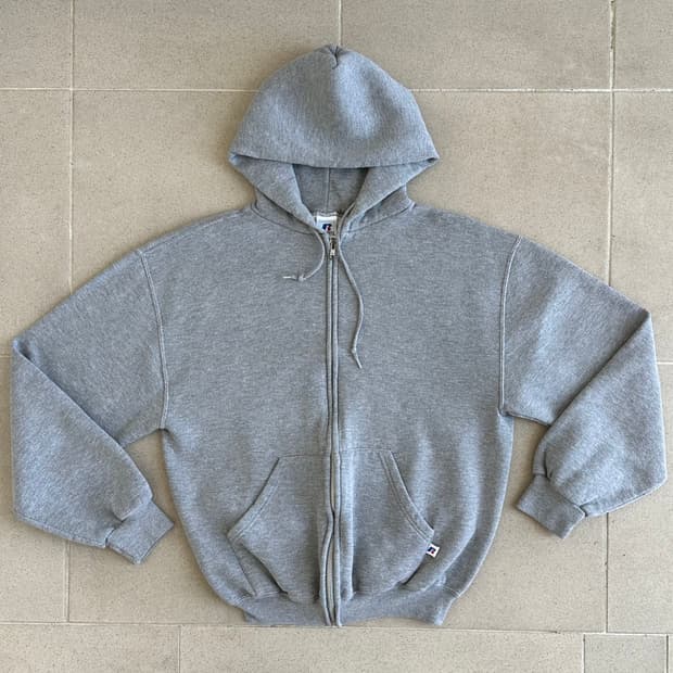 00s 빈티지 러셀 후드집업 그레이 M