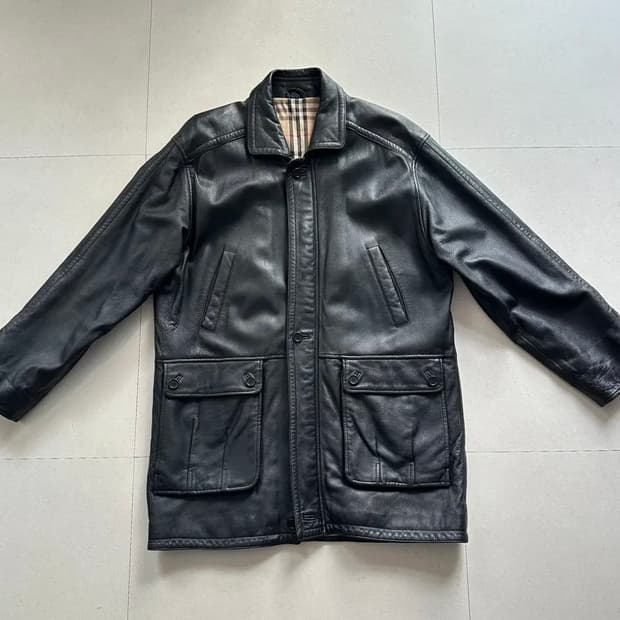 80s 버버리 레더 코트