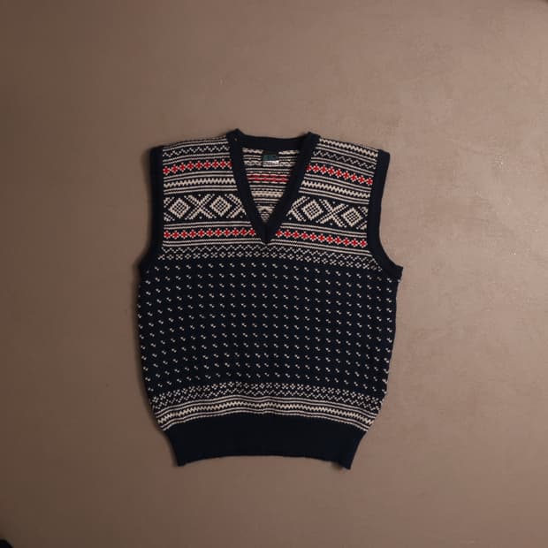 빈티지 노르딕 패턴 니트조끼 A1792