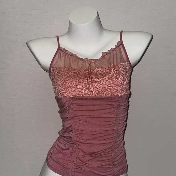 페어리코어 빈티지 코랄핑크 슬리브리스