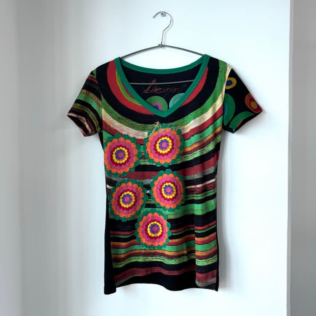 Desigual 반팔 플라워 패치 T