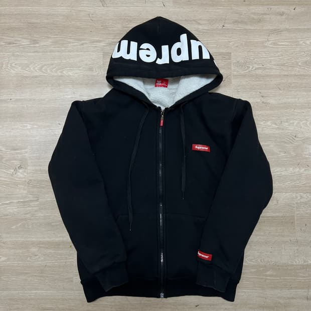슈프림 25주년 박스로고 이너플리스 안감 후드집업 [블랙] XL/105