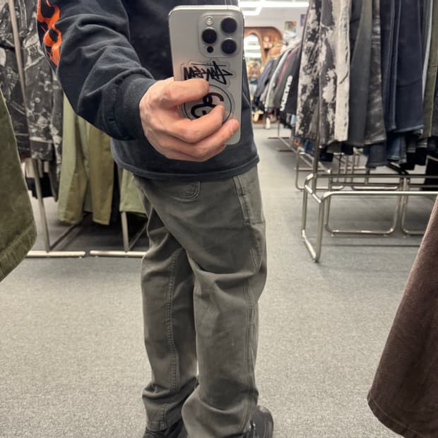 32)칼하트 빈티지 차콜 싱글니 워크팬츠