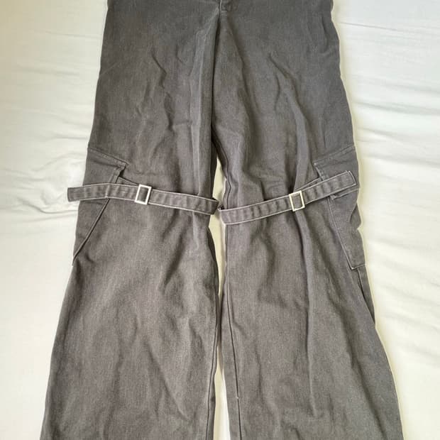 vintage washed strap pants