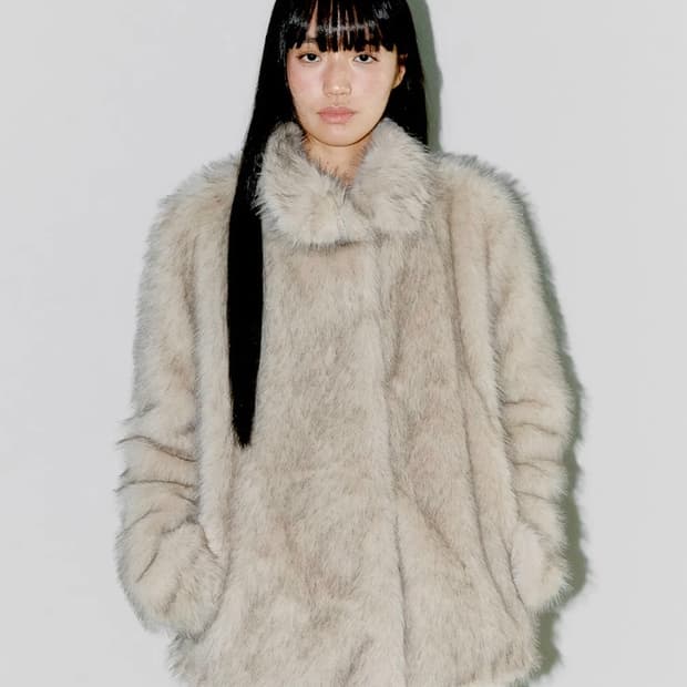 오피쉬 FLUFFY MIX FUR JACKET, LIGHT GRAY