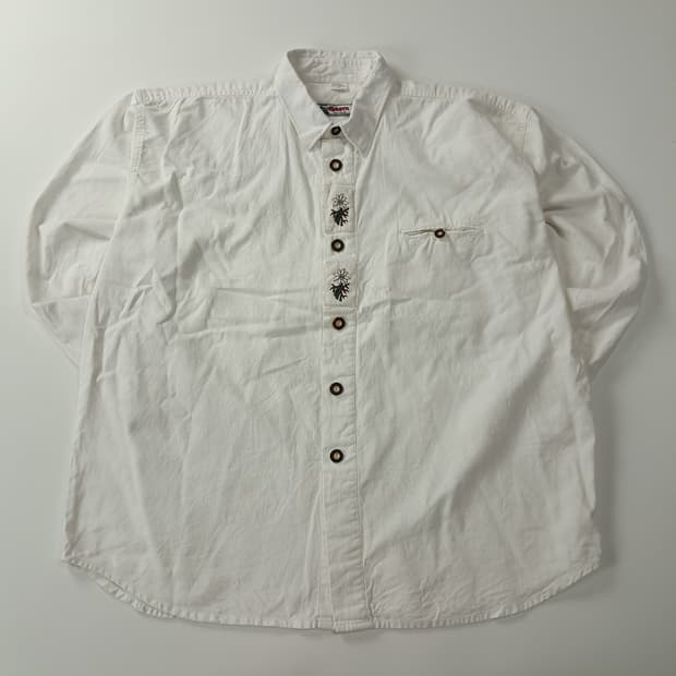 CK449 3XL 에델바이스 90s 트라흐텐 바바리안 알펜 린넨 셔츠 