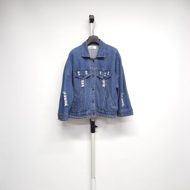 새 LAP 춘추 진청 루즈박시핏 데님 자켓 F 44-77