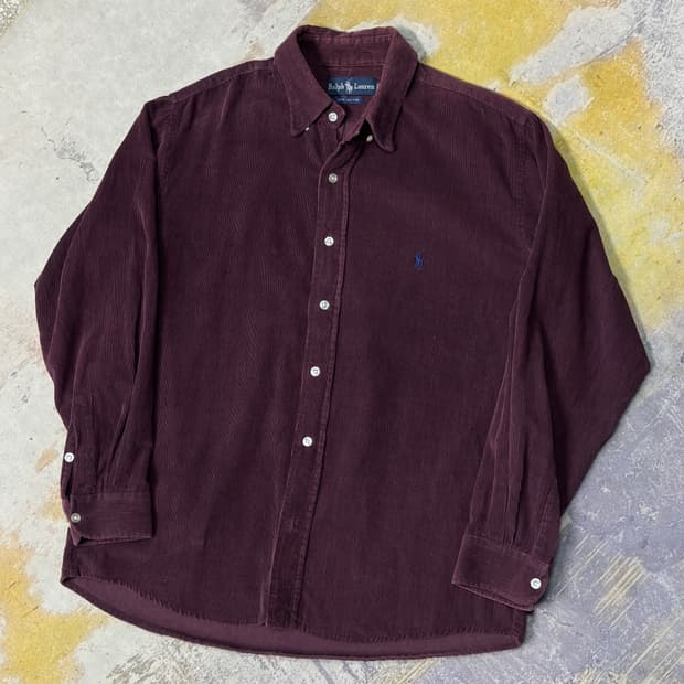 폴로랄프로렌 코듀로이 버건디 셔츠 XL