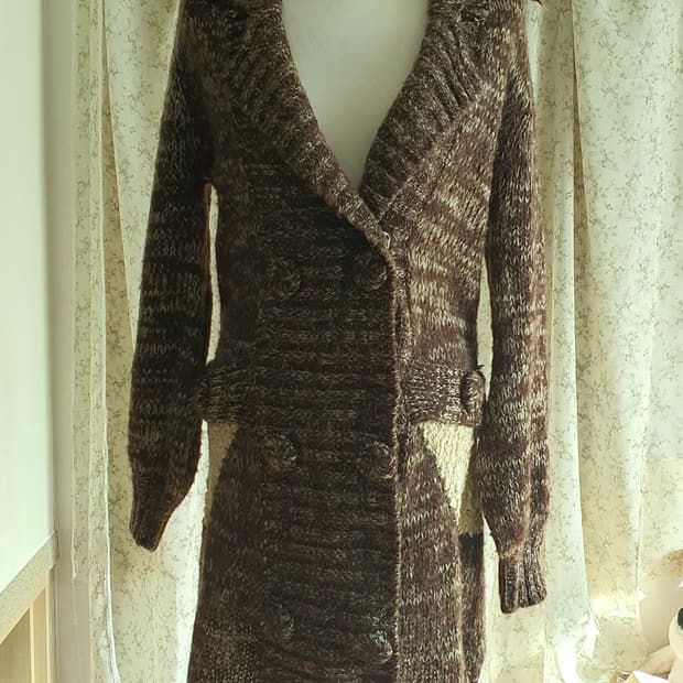 [모리걸] 빈티지 브라운 롱 니트 가디건