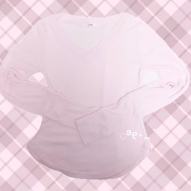 𐙚˚ 소프트 브이넥 시스루 연핑크 롱슬리브 니트