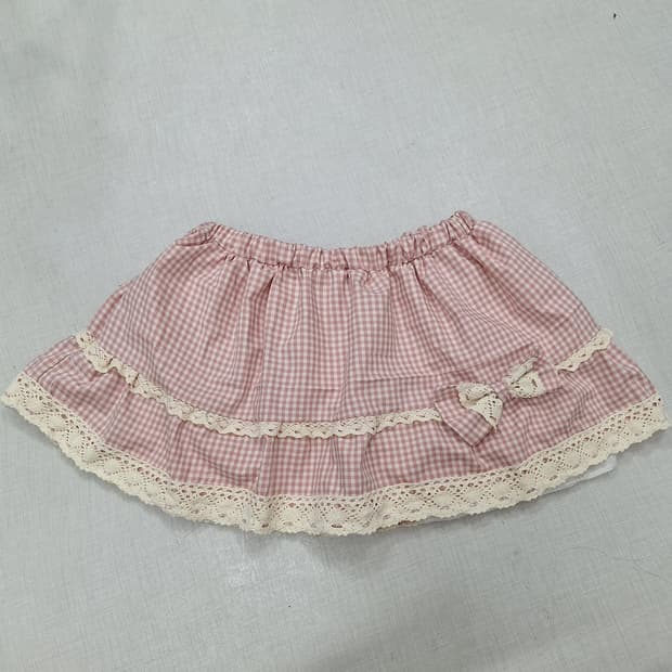 딸기 체크 스커트 라떼갸루 히메갸루 히메카지 러블리 갸루 스카판 큐롯