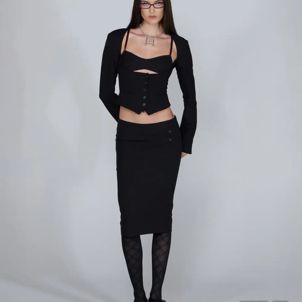 Bodices Two Piece Wool Blazer Black