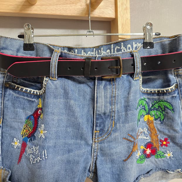 비비안 웨스트우드 핑크 배색 가죽 벨트