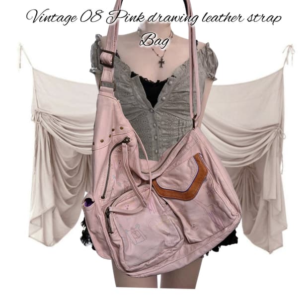 Vintage 08 Pink drawing leather strap
