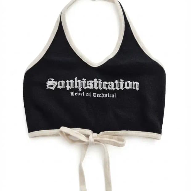 블랙 홀터넥 크롭탑 "Sophistication"