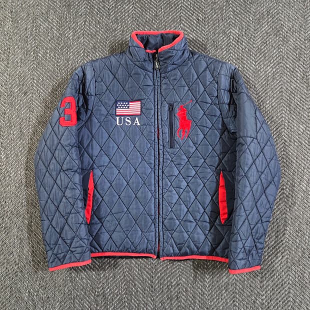 [유일매물] 폴로 랄프로렌 빅포니 USA 성조기 퀼팅 자켓
