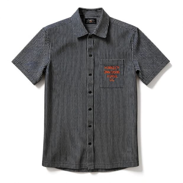 HARLEY DAVIDSON 레일로드 스트라이프 메카닉 반팔 셔츠 S
