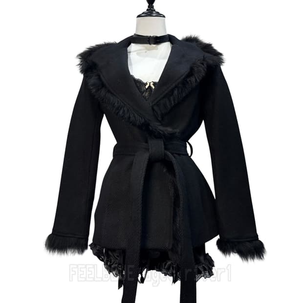 Fur-trimmed Gothic Wool Coat