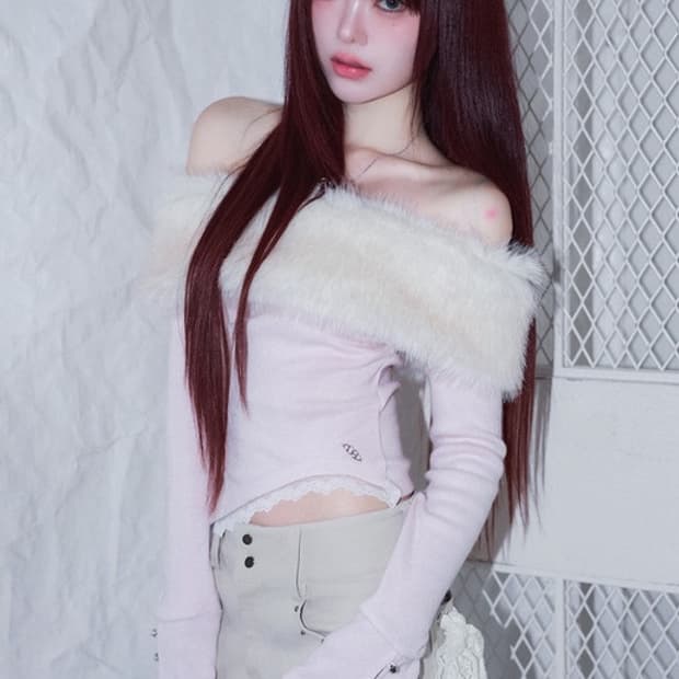 cherryquiri bunny fluff off shoulder top