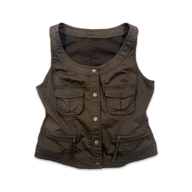 빈티지 브라운 포켓 디테일 베스트