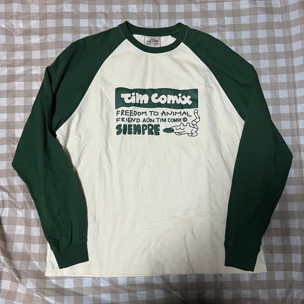 팀코믹스 나그랑 긴팔 M 롱슬리브 긴팔티 아이보리 래글런 초록