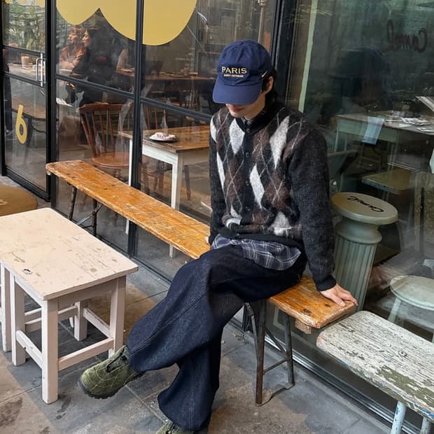 판매) 클래식 아가일 니트 가디건