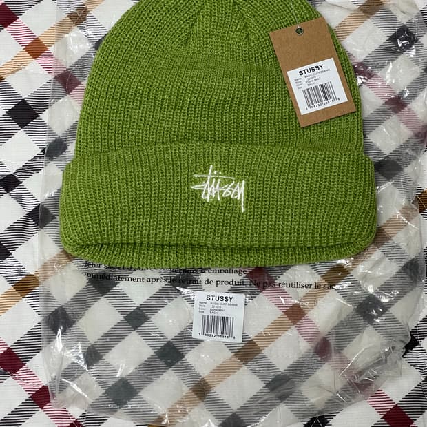 스투시 베이직 커프 다크민트 비니