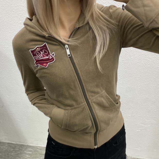 나이키 딱붙핏 크라운 벨벳 베이지후드집업 M