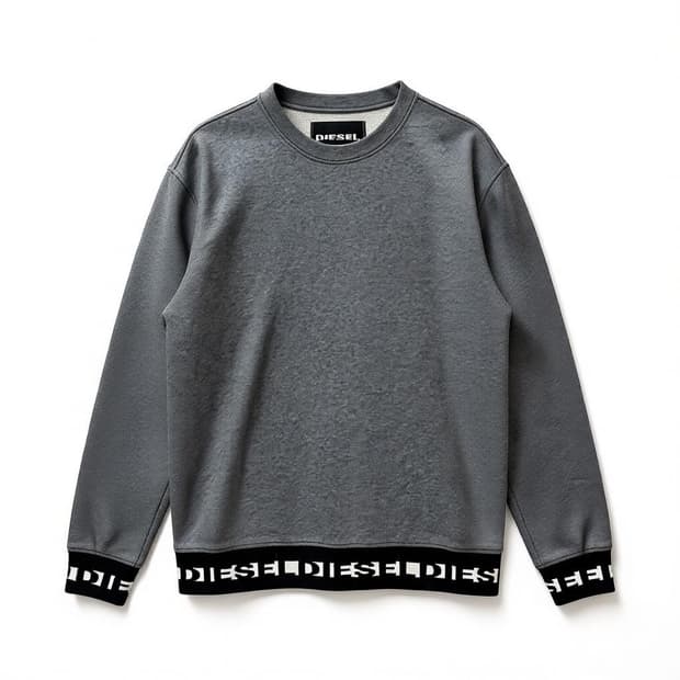 DIESEL 디젤 그레이 커프스 로고 그래픽 맨투맨 L