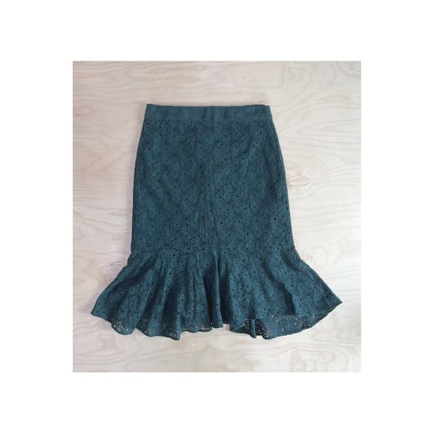 빈티지 다크그린 레이스 스커트