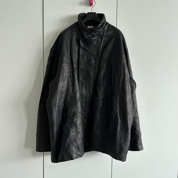 60sVTN inderstries OG 프렌치 파이어맨 하이넥 레더 코트