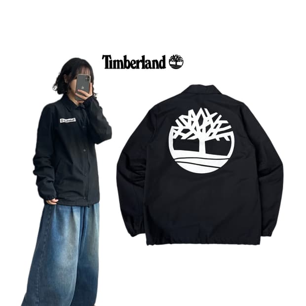 팀버랜드 빅로고 코치자켓 블랙