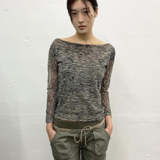 막스마라 지브라 패턴 메쉬 탑
