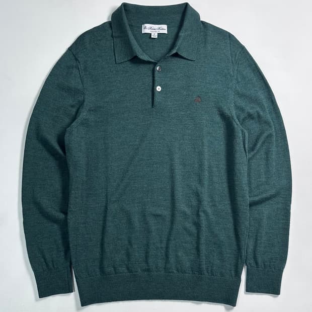 브룩스 브라더스 울 그린 카라 니트