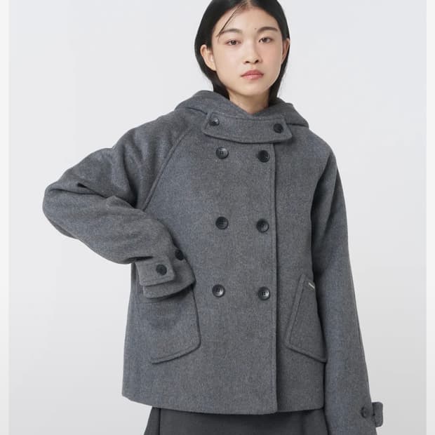 미세키서울 Hoodie double button coat CHARCOAL