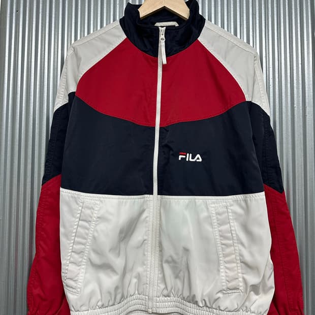 [M] FILA 휠라 배색 로고자수 바람막이 집업 자켓 네이비 아이보리