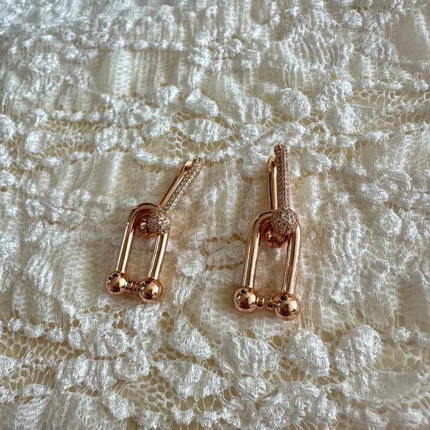 티파니 스타일 로즈골드 귀걸이