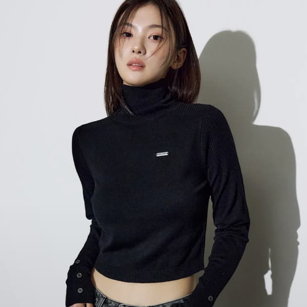 헬레네파리스 스웨인 울 리브드 터틀넥 니트 [블랙]