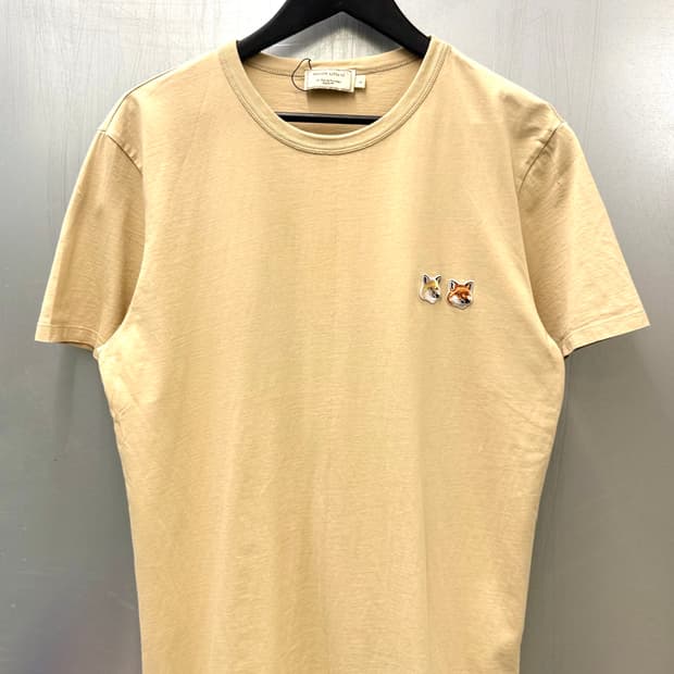Maison kitsune 메종키츠네 더블폭스 헤드패치 베이지 반소매 티