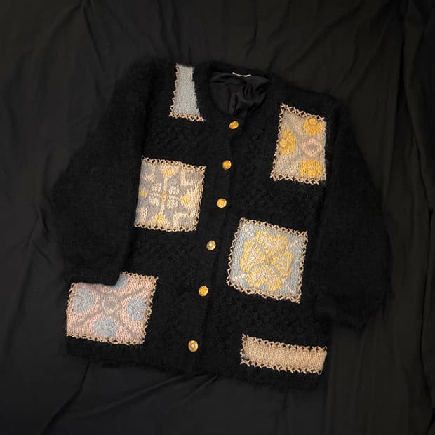 빈티지 모헤어 돌 엔틱 가디건 니트