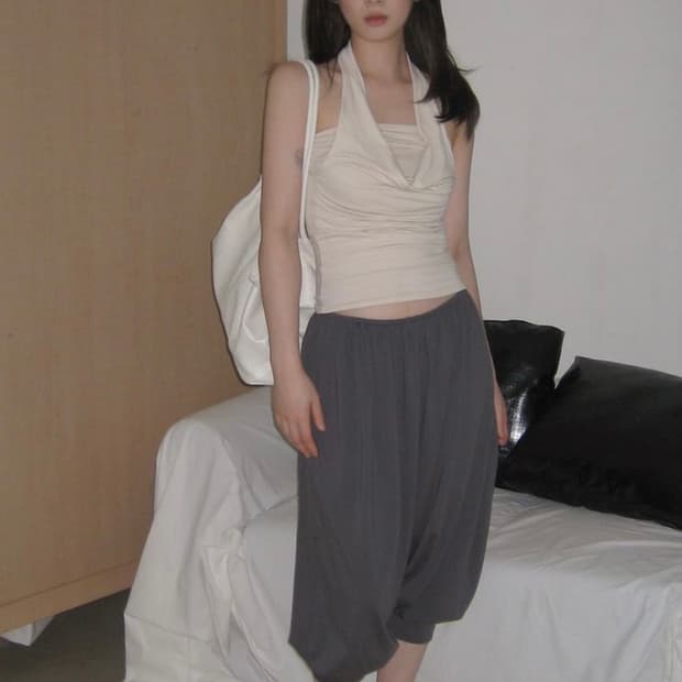 레이디시티 하렘 7부 벌룬 와이드 코튼 면 팬츠