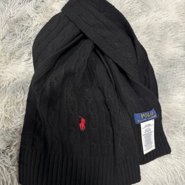 폴로랄프로렌 울  꽈배기 머플러 블랙