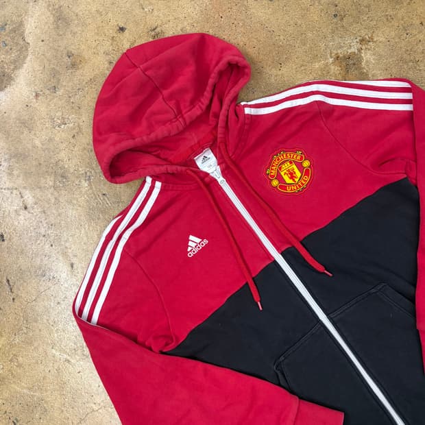 [정품/105] 아디다스 맨유 후드집업 레드 블랙 b19