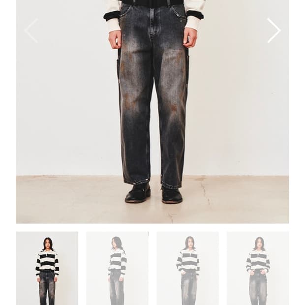 [XL] 아트이프액츠 오일 워시드 데님 카펜터 팬츠 유즈드 블랙