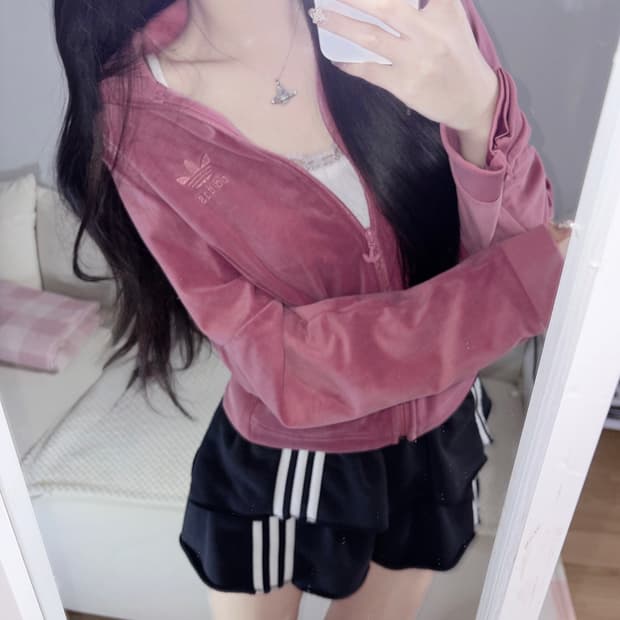아디다스 핑크 레드 벨벳 트랙탑 져지 m